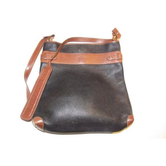 Gucci Vintage Black Pebbled Leather And Brown Leather Tote - Picture 5 of 12